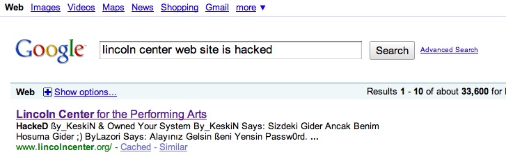 Lincoln Center Web Site Hacked 2.jpg